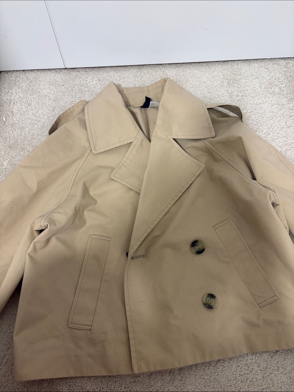 Women’s Beige Double-Breasted Trench Coat Jacket